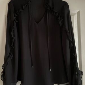 Calvin Klein Black Ruffle Blouse